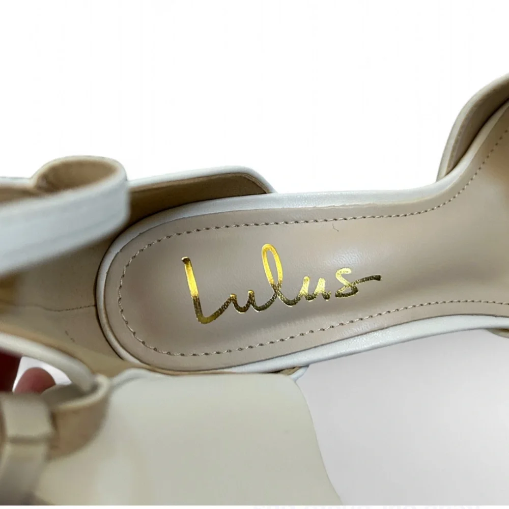 New With Box and Tags Lulus Lizaa White Bow Ankle Strap Pumps Size 7.5 - Picture 13 of 15